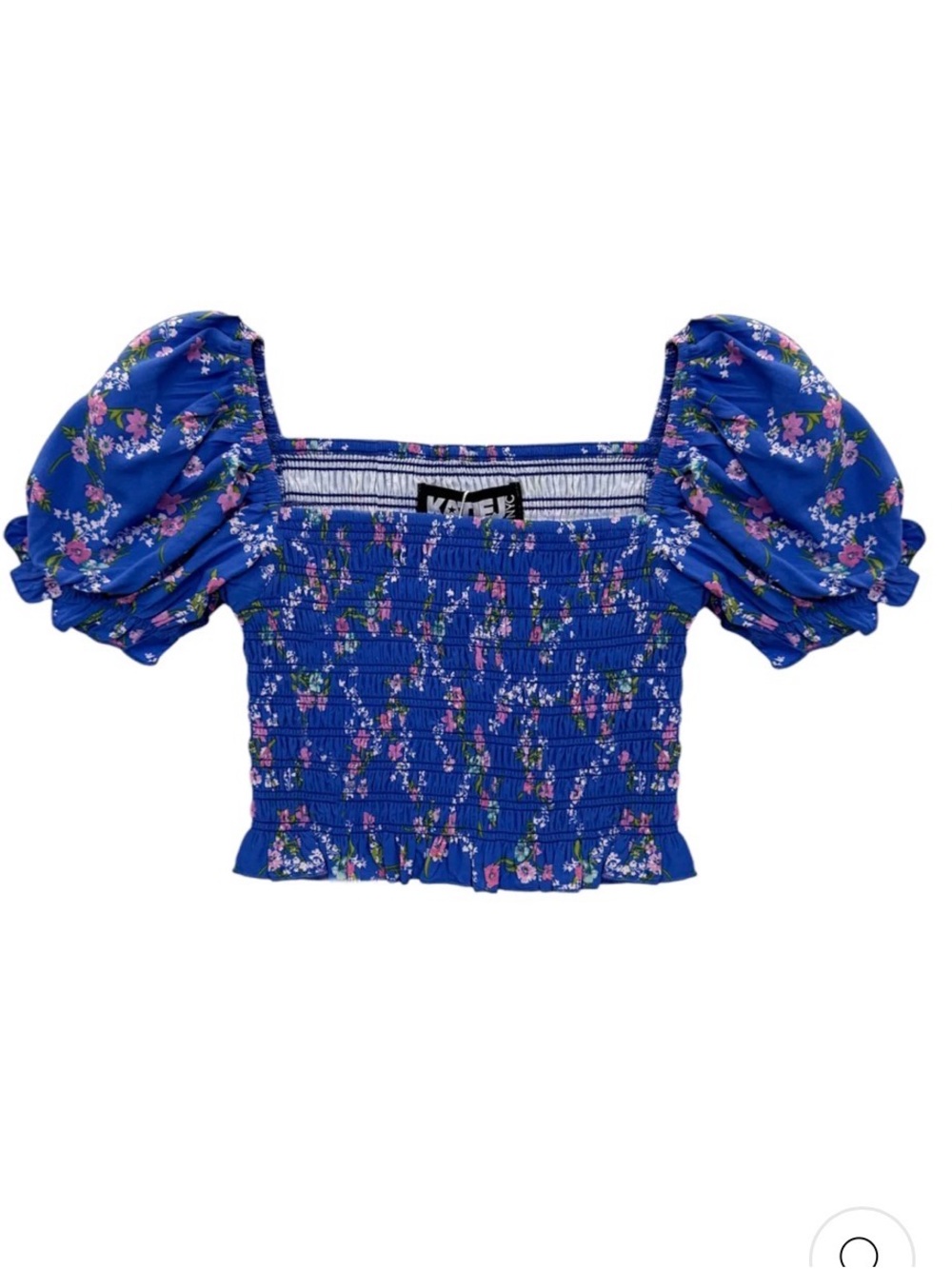 KatieJ Blue Smocked Short Sleeve Top Size Small